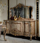 Casa Padrino Luxus Barock M�bel Set Antik Silber / Braun / Gold - 1 Sideboard mit 4 T�ren & 1 Spiegel - Handgefertigte M�bel im Barockstil