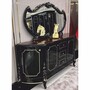 Casa Padrino Luxus Barock Sideboard mit Spiegel Schwarz / Dunkelbraun / Gold - Handgefertigte Barock M�bel 