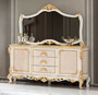 Casa Padrino Luxus Barock M�bel Set Sideboard mit Spiegel Beige / Wei� / Gold - Prunkvoller Massivholz Schrank mit elegantem Wandspiegel - M�bel im Barockstil