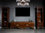 Casa Padrino Luxus Barock M�bel Set Braun / Gold - Edler Massivholz TV Schrank mit 2 Vitrinen - Barock Wohnzimmer M�bel