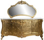 Casa Padrino Luxus Barock M�bel Set Sideboard mit Spiegel Wei� / Gold - Prunkvoller Massivholz Schrank mit elegantem Wandspiegel - M�bel im Barockstil