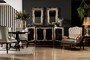 Casa Padrino Luxus Barock M�bel Set Schwarz / Silber - 1 Barock Sideboard & 2 Barock Wandspiegel - Barock M�bel - Edel & Prunkvoll
