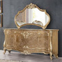 Casa Padrino Luxus Barock M�bel Set Antik Gold - 1 Barock Sideboard mit 4 T�ren & 1 Barock Wandspiegel - Barock M�bel - Edel & Prunkvoll