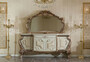 Casa Padrino Luxus Barock M�bel Set Wei� / Beige / Kupferfarben - 1 Barock Sideboard & 1 Barock Wandspiegel - Handgefertigte Barock M�bel - Edel & Prunkvoll