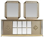 Casa Padrino Luxus Art Deco M�bel Set Beige / Gold - 1 Sideboard & 2 Spiegel - Edel & Prunkvoll