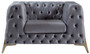 Casa Padrino Luxus Chesterfield Samt Sessel Grau / Messing 125 x 95 x H. 81 cm - Moderner Wohnzimmer Sessel - Chesterfield M�bel