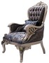 Casa Padrino Luxus Barock Sessel mit dekorativem Kissen Blau / Silber / Gold 81 x 85 x H. 119 cm - Barock Wohnzimmer Sessel - Barock M�bel