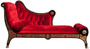 Casa Padrino Luxus Barock Boulle Chaiselongue Rot / Schwarz / Gold 180 x 75 x H. 106 cm - Handgefertigte Massivholz Recamiere mit edlem Samtstoff - Barock M�bel - Luxus Qualit�t
