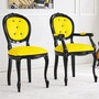 Casa Padrino Luxus Barock Esszimmer Stuhl mit Armlehnen Gelb / Schwarz H. 100 cm - Made in Italy