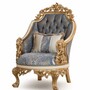 Casa Padrino Luxus Barock Sessel Blau / Wei� / Gold - Barock Wohnzimmer M�bel