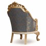 Casa Padrino Luxus Barock Sessel Blau / Wei� / Gold - Barock Wohnzimmer M�bel