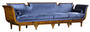 Casa Padrino Luxus Jugendstil 4er Samt Sofa Blau / Hellbraun - Edles Handgefertigtes Wohnzimmer Sofa - Barock & Jugendstil Wohnzimmer M�bel