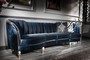 Casa Padrino Luxus Barock Samt Sofa Blau / Antik Silber / Dunkelbraun 262 x 104 x H. 80 cm - Barock M�bel