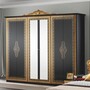Casa Padrino Luxus Barock Schlafzimmer Schrank Schwarz / Gold 261,4 cm - Barock Schlafzimmer M�bel