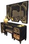 Casa Padrino Luxus Barock Schlafzimmer Set Schwarz / Gold - 1 Wandspiegel & 1 Kommode & 1 Sitzhocker - Schlafzimmer M�bel - Edel & Prunkvoll