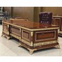 Casa Padrino Luxus Barock Massivholz Schreibtisch Braun / Gold 240 cm - Prunkvoller Barock B�rotisch - Barock B�ro M�bel