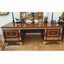 Casa Padrino Luxus Barock Massivholz Schreibtisch Braun / Gold 240 cm - Prunkvoller Barock B�rotisch - Barock B�ro M�bel