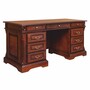 Casa Padrino Luxus Barock Massivholz Schreibtisch mit 9 Schubladen Braun 162 cm - Barockstil B�rotisch - Barock B�ro M�bel