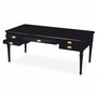 Casa Padrino Luxus Barock Schreibtisch Schwarz / Messing 185 cm - Barock B�ro M�bel