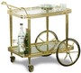 Casa Padrino Luxus Jugendstil Servierwagen Gold 75 x 46 x H. 60 cm - Edler Messing Trolley mit Glasplatten - Barock & Jugendstil Gastronomie Accessoires 