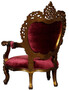 Casa Padrino Luxus Barock Wohnzimmer Sessel Bordeauxrot / Antik Gold - Prunkvoller Thron Sessel mit edlen Verzierungen - Handgefertigte Barock Wohnzimmer M�bel