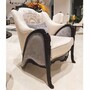 Casa Padrino Luxus Barock Sessel Creme / Grau / Dunkelbraun 95 cm - Barock Wohnzimmer & Hotel Sessel - Prunkvolle Barock M�bel