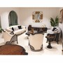 Casa Padrino Luxus Barock Sessel Creme / Grau / Dunkelbraun 95 cm - Barock Wohnzimmer & Hotel Sessel - Prunkvolle Barock M�bel