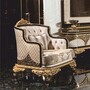 Casa Padrino Luxus Barock Sessel Grau / Braun / Gold - Barock Wohnzimmer & Hotel Sessel - Prunkvolle Barock M�bel