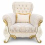 Casa Padrino Luxus Barock Sessel Creme / Gold - Prunkvolle Barock M�bel