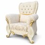 Casa Padrino Luxus Barock Sessel Creme / Gold - Prunkvolle Barock M�bel