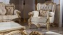 Casa Padrino Luxus Barock Wohnzimmer Sessel Grau / Mehrfarbig / Gold