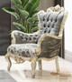 Casa Padrino Luxus Barock Sessel Grau / Antik Wei� / Gold - Prunkvoller Wohnzimmer Sessel mit elegantem Muster - Luxus Wohnzimmer M�bel im Barockstil - Barock M�bel - Barock Einrichtung