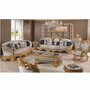 Casa Padrino Luxus Barock Sessel Grau / Gold / Blau - Barock Wohnzimmer & Hotel Sessel - Prunkvolle Barock M�bel