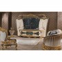 Casa Padrino Luxus Barock Sessel Grau / Gold / Blau - Barock Wohnzimmer & Hotel Sessel - Prunkvolle Barock M�bel
