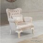 Casa Padrino Luxus Barock Sessel Grau / Wei� / Beige - Barock Wohnzimmer M�bel