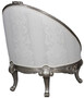 Casa Padrino Luxus Barock Sessel Wei� / Silber 80 x 87 x H. 100 cm - Edler Wohnzimmer Sessel in Eiform - Barock Wohnzimmer M�bel