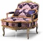 Casa Padrino Luxus Barock Sessel Lila / Grau / Gold - Made in Italy 