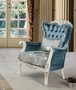 Casa Padrino Luxus Barock Wohnzimmer Sessel mit Kissen Blau / Wei� / Gold 87 x 76 x H. 115 cm - Barock M�bel - Edel & Prunkvoll