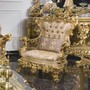 Casa Padrino Luxus Barock Sessel Grau / Gold - Barock Wohnzimmer & Hotel Sessel - Prunkvolle Barock M�bel