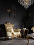 Casa Padrino Luxus Barock Wohnzimmer Sessel mit dekorativem Kissen Gold / Wei� 98 x 90 x H. 117 cm - Prunkvolle Barock M�bel