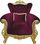 Casa Padrino Luxus Barock Sessel mit Glitzersteinen Bordeauxrot / Gold - Barockstil M�bel