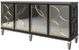 Casa Padrino Luxus Barock Sideboard Schwarz / Gold 220 x 55 x H. 105 cm - Prunkvoller Schrank mit 4 verspiegelten T�ren - Barock M�bel