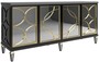 Casa Padrino Luxus Barock Sideboard Schwarz / Gold 220 x 55 x H. 105 cm - Prunkvoller Schrank mit 4 verspiegelten T�ren - Barock M�bel