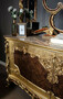 Casa Padrino Luxus Barock M�bel Set Sideboard mit Spiegel Creme / Beige / Braun / Gold - Prunkvoller Massivholz Schrank mit Wandspiegel - Edle M�bel im Barockstil - Luxus Qualit�t
