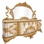Casa Padrino Luxus Barock Sideboard mit 4 T�ren und Spiegel Wei� / Gold / Braun 280 cm - Prunkvolle Barock M�bel
