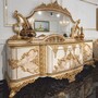 Casa Padrino Luxus Barock Sideboard mit 4 T�ren und Spiegel Wei� / Gold / Braun 280 cm - Prunkvolle Barock M�bel