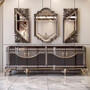 Casa Padrino Luxus Barock Sideboard Dunkelbraun / Grau / Gold 245 cm