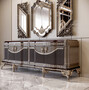 Casa Padrino Luxus Barock Sideboard Dunkelbraun / Grau / Gold 245 cm