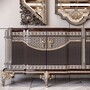 Casa Padrino Luxus Barock Sideboard und 3 Spiegel Dunkelbraun / Grau / Gold