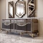 Casa Padrino Luxus Barock Sideboard und 3 Spiegel Dunkelbraun / Grau / Gold